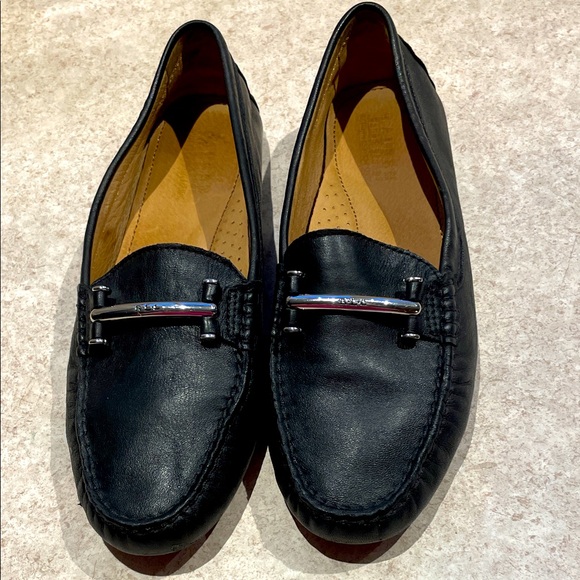 Original Ralph Lauren Caliana Loafer Silver Bar Driving leather loafers - Picture 1 of 9